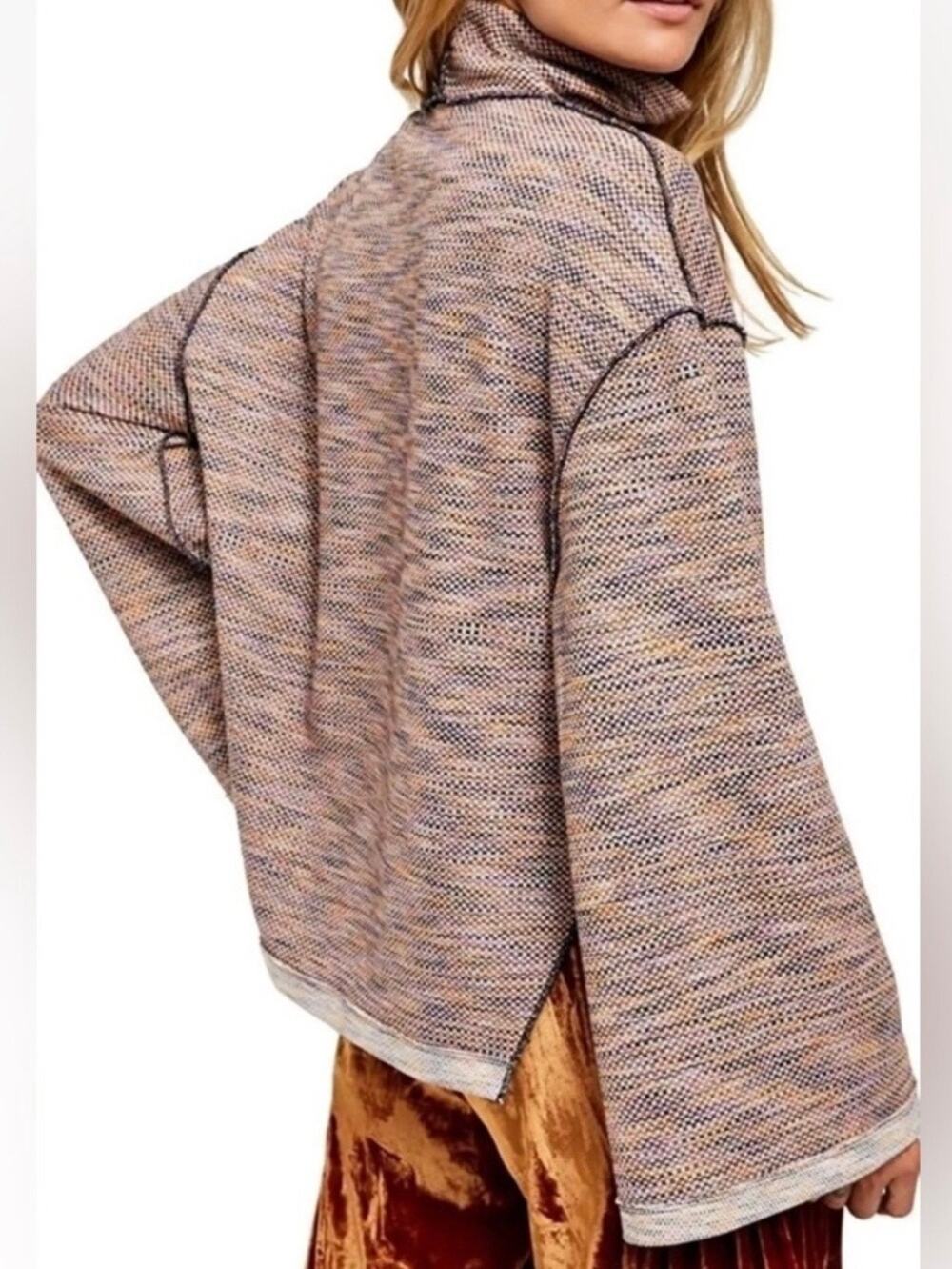 We The Free Sunny Days Multicolor Knit Turtleneck Bell Sleeve Sweater Size Small